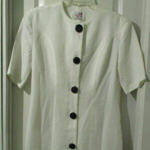80s/90s White Linen Shift Dress
